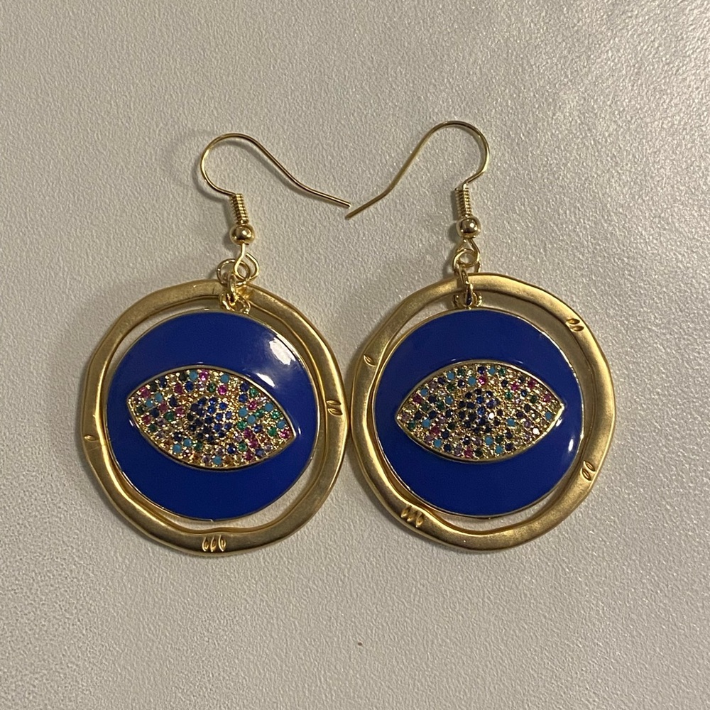 Seeing Eye hoop earrings- blue.